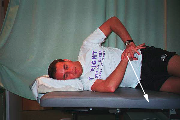 Dr. Ezgur performing Posterior Shoulder Capsule Stretch exersise