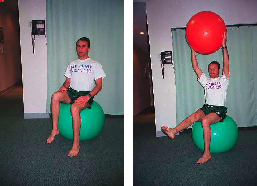 Dr. Ezgur performing Seated Ball Progressions exersise